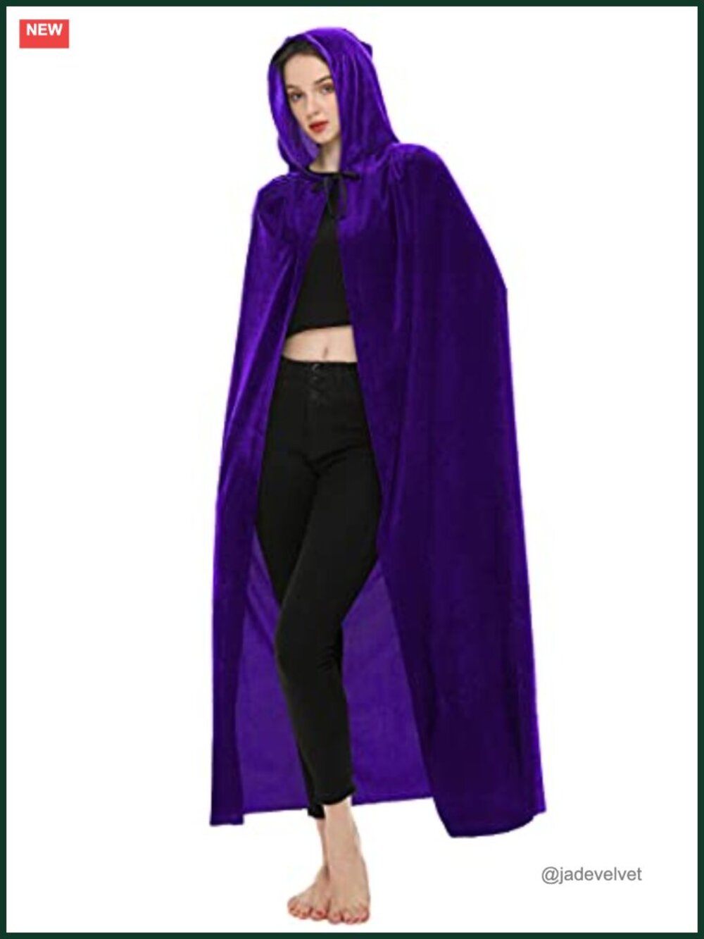 Velvet Hooded Cloak Full Length Cape Halloween Cosplay Costume
